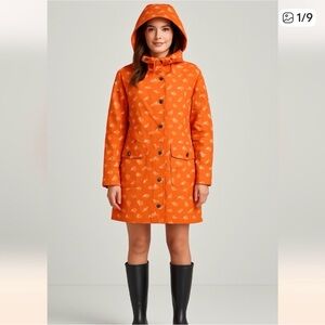 Orange Umbrella Print Raincoat